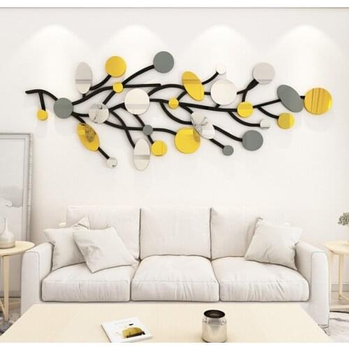 Nordic mirror sticker Self-adhesive living room sofa TV background wall decoration Acrylic 3D Wall Sticker custom