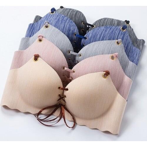 New Fashion Bra Seamless With String Push Up Bras For Women Breathable Wire Free Underwear Women Sexy Lingerie Solid Bra Women