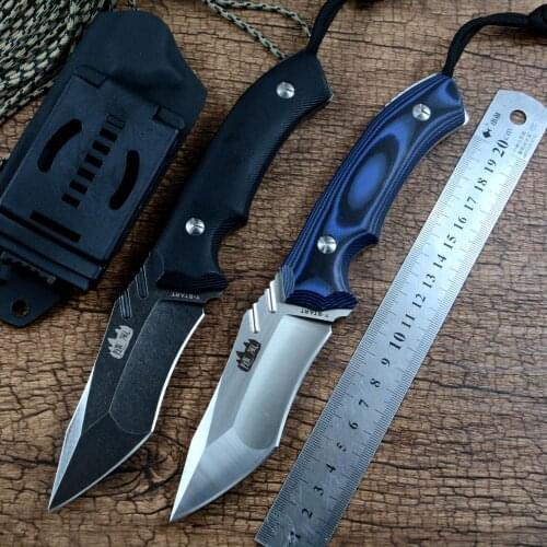 Y-START Wolf Fixed Hunting Knife Camping Hiking Tactical Outdoor Tool AUS-10 Blade G10 Handle Kydex Sheath Free Shipping