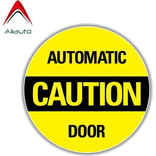 Aliauto Warning Funny Car Sticker Caution Automatic Door PVC Waterproof Sunscreen Anti-UV Cover Scratch Decal,14cm*14cm