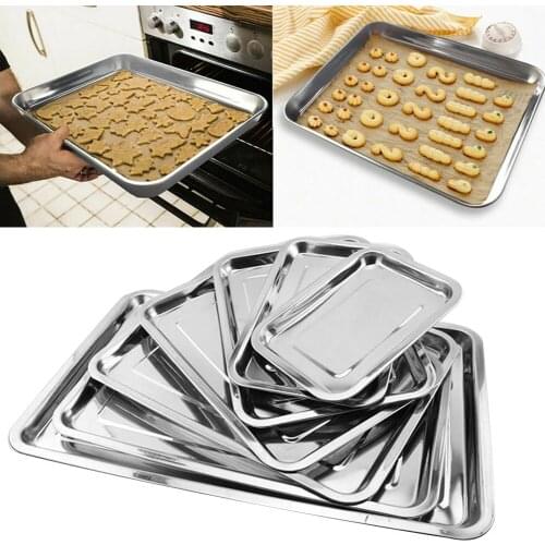 Stainless Steel Rectangular Grill Fish Baking Tray Plate Pan Kitchen Supplies