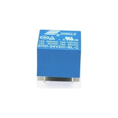 Free shipping 10PCS SRD-24VDC-SL-C 24VDC 10A Power relay PCB Type T73-24V 5 feet SRD-24VDC-SL-C New and original