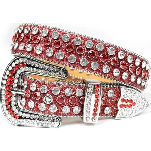 Luxury Brand Woman‘s Rhinestone Belts Designer Crystal Studded Belt High Quality Leather Decorated Diamond Western Cowboy Belt