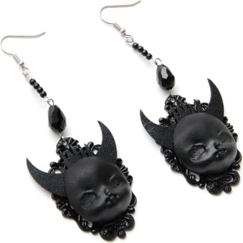Gothic Demon Elves Death Halloween Drop Earrings Ghost Hyperbole Black Geometric Cool Dangle Earrings Jewelry Party Gift 11 11