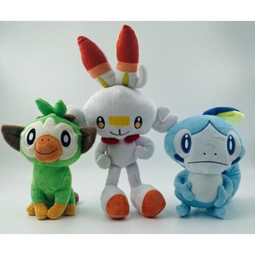 Pokemon Cartoon Character Series Sobble Scorbunny Grookey Sirfetch'd Yamper Plush Soft Stuffed Collection Toys