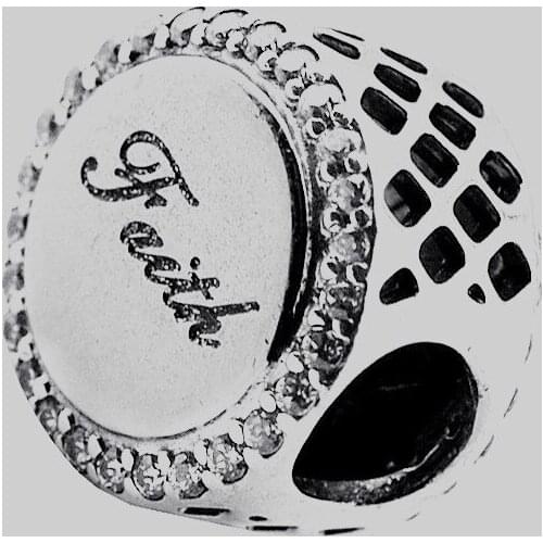 Faith & Cross Charm Beads for Silver 925 Original Charms Bracelets Women Jewelry DIY Clear CZ Crystal Beads for Jewelry Making