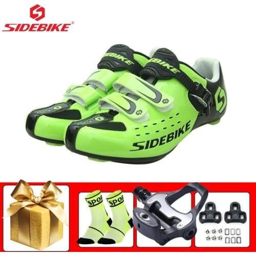 SIDEBIKE Athletic Cycling Sneakers Road Sapatilha Ciclismo Breathable Self-locking Road Flat Shoes Add Pedals Wear-resistant
