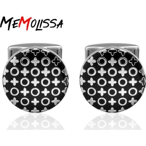 Memolissa TOP Quality Brass Lucky Cufflink Vintage Pattern Cufflinks for Mens Jewelry Round Shirt Cufflinks
