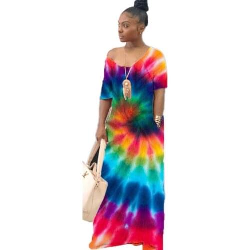 Women African Clothes Paisley Tie Dye Dashiki Ladies Plus Size Summer Long Maxi Dresses Beach Wear Casual Dress Vestidos Bazin
