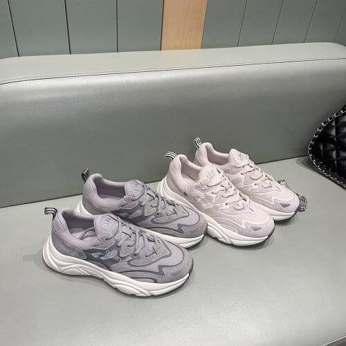 Spring 2021 Women Sneakers Platform shoes Fashion stitching casual Round toe Breathable Mesh Ladies sneaker