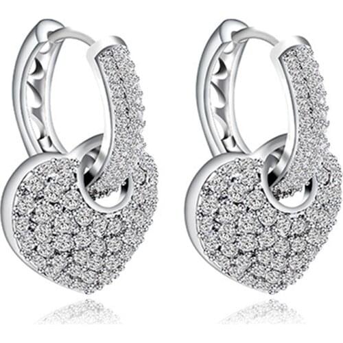 Zlxgirl jewelry love heart wedding Earrings jewelry for women AAA mirco paved zircon bridal earings ears free shipping