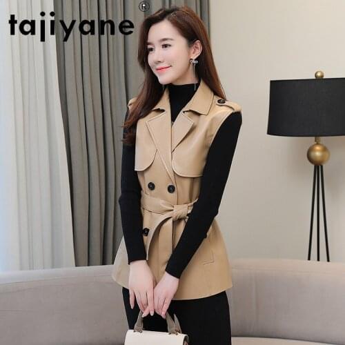 Top Crop 2021 Women Real Sheepskin Sleeveless Jackets Womens Vests Genuine Leather Vest Cloth Chaleco Mujer TN2893