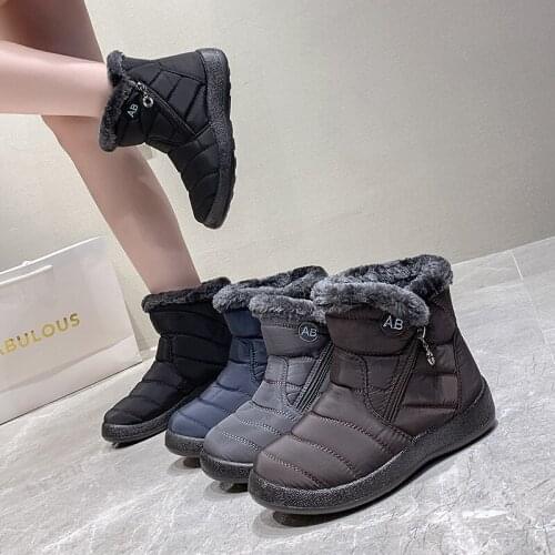 Winter Boots Women Ankle Boots Cotton Fabric Femmes Bottes Plush Shoes Ladies Booties Waterproof Shoes Womens Platform Boots