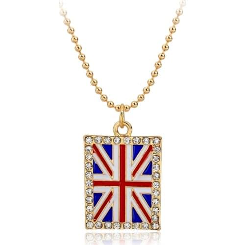1Pc British Flag Necklace Union Jack Necklace Glass Bezel Pendant Glass Jewelry Rectangle Clear Glass Dome Jewelry Sne150874106