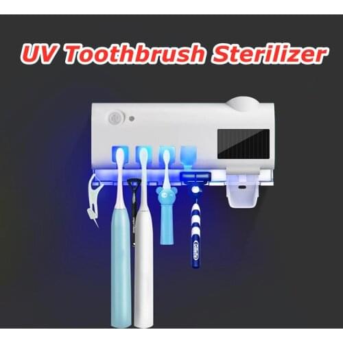 1PC UV Toothbrush Sterilizer Solar Toothbrush Sterilizer Holder Wall Automatic Toothpaste Dispenser Toothbrush Sterilizer Tools