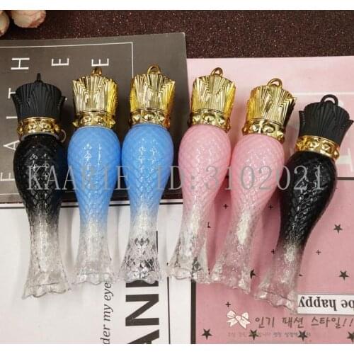 10/30/50pcs Empty Cosmetic Lipstick Refillable Bottle, Plastic Elegant Blue Lip Gloss Tube, Makeup Crown Mermaid Lipgloss Tube