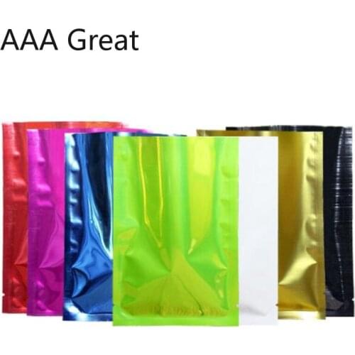 100pcs/Lot Vacuum Sealer Aluminum Foil Mylar Bags Storage Pouches For Home Kitchen Tools Open Top Colorful Flat Bag Packaging