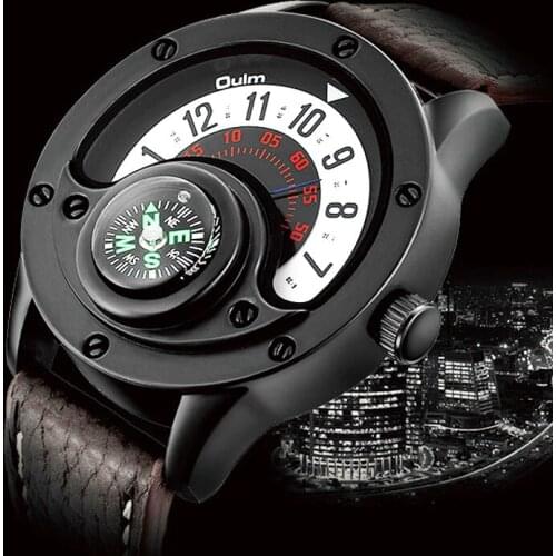 2020 Man Watch Top Luxury Brand Oulm Watches Fashion Creative Watches Men Sports Watches Leather Band Quartz Wristwatch reloj