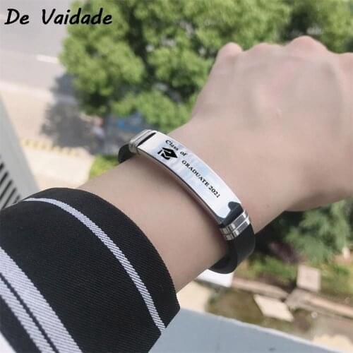 2021 Graduation Bracelet For Him Leather Silicone Bracelet Boyfriend Gift For Him Anniversary Going Away Jewelry Gifts