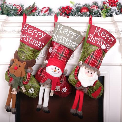 2022 Christmas Decoration Christmas Socks Ornaments Pendant Small Boots Children New Year Candy Bag Gift Fireplace Tree Jewelry
