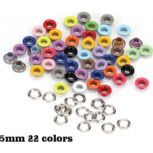 50sets/pack spray paint 22 colors corns eyelet DIY decoration metal buttonhole hollow 5mm inner diameter Jelly color eyelet