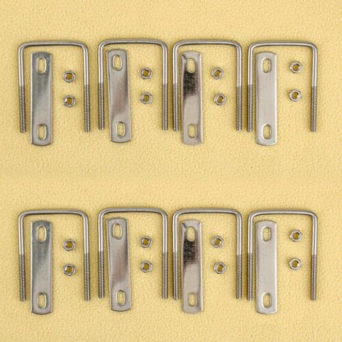 8 Sets Square U-Bolts M6 50mm Inner Width With Nut Plate 304 Stainless Steel For Boat Plumbing Home Industrial Applications