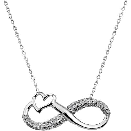 925 sterling Silver Heart Infinity Necklace-Mother Kızrdeşe Valentine Gift-Birthday-Christmas-Allegro ASK0019
