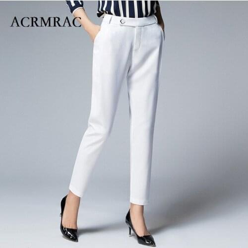 ACRMRAC Women Spring and autumn Solid color Slim Simple Harlan pants Pencil pants Casual pants Ankle-Length Pants