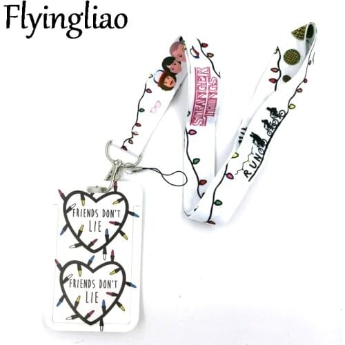 White Stranger things Neck Keychain Necklace Webbings Ribbons Anime Cartoon Neck Strap Lanyard ID badge Holder Keychain Lanyards