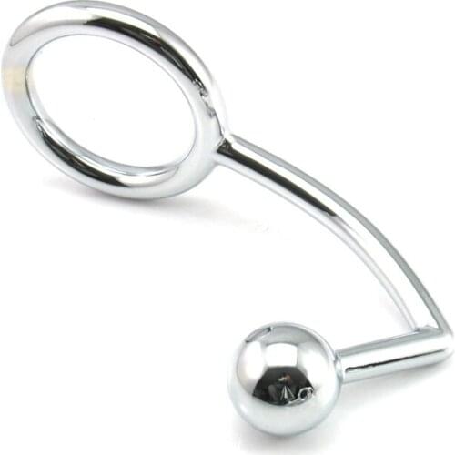Large Metal Anal Hook Beads With Big Cock Ring for Men Penis Male Metal Butt Plug Steel Adult Games Sex Products