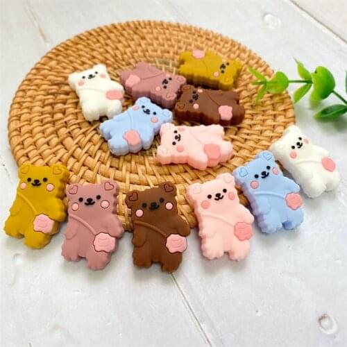50/100pcs Mini backpack bear Silicone Beads Silicone Teether Beads Kids Teething Toddler Toys DIY Teether Infants