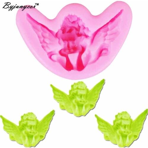 Byjunyeor Angel Baby UV Resin Silicone Mold Fondant Chocolate Candy Lollipop Crystal Epoxy Soft Clay Bake Tools m863