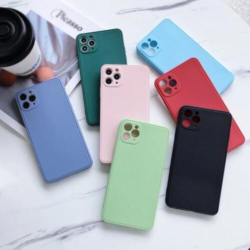 Hot Luxury Original Square Liquid Silicone Phone Case For iPhone 11 Pro Max Mini XS X XR 7 8 Plus SE Thin Soft Cover Candy Case