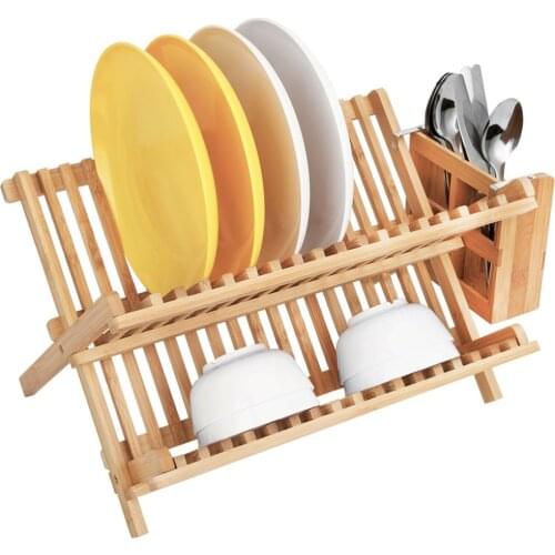 Wooden Plates Holder Kitchen Dish Drain Rack Pot Lid Holder Drying Shelf Spoon Fork Chopstick Storage Holder Box Kitchen Utensil