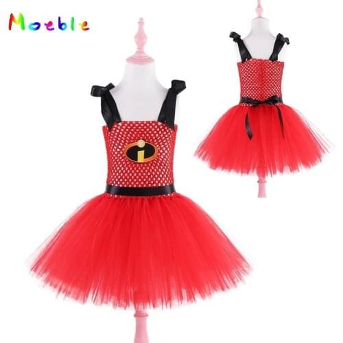 Incredibles Inspired Girls Party Dresses Kids Dresses for Girls Tutu Dress Children Cosplay Costume Halloween Vestido Infantil