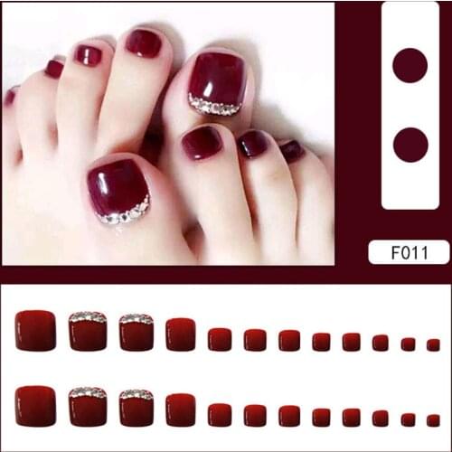 Fake Toenail Removable Nail Supplies For Professionals Glue 24Pcs/Package Patch Style French Tips Artificial Nails With Design