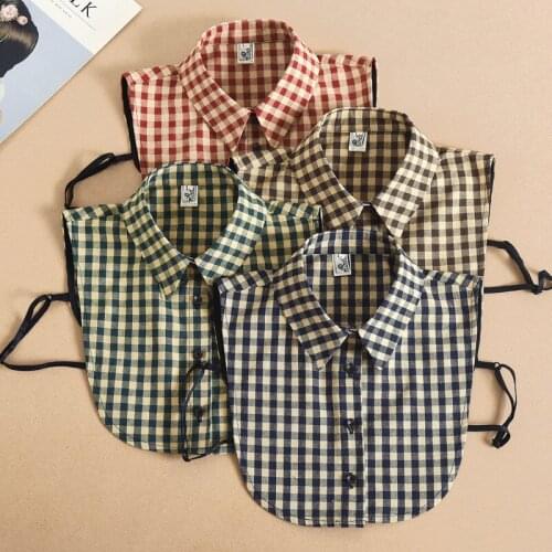 Plus Size Plaid Fake Collar for Women Blouse Detachable Shirt Collar Mens Suits False Collar Lapel Blouse Top Sweater Decorative