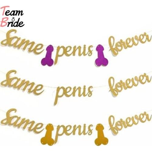 Team Bride 3M Gold Glitter Same Penis Forever Banner Garland Bunting Girl Night Hen Party Bachelorette Party Decoration Supplies