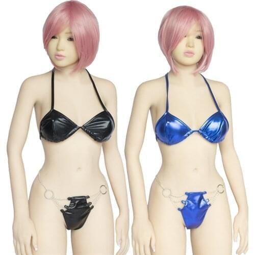 Sexy Bikinis Set Female Bra Lingerie latex Underpants G-Strings steel O ring Thongs Halter underwear Summer Babydoll Lover games