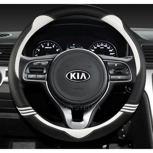 Leather Car Steering Wheel Cover for Kia Rio 2 3 4 X Line Kombi Sedan Auto Accessories Interior