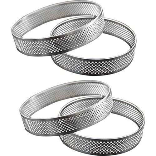 Circular Stainless Steel Porous Tart Ring Bottom Tower Pie Cake Mould Baking ToolsHeat-Resistant Cake Mousse Ring,8cm
