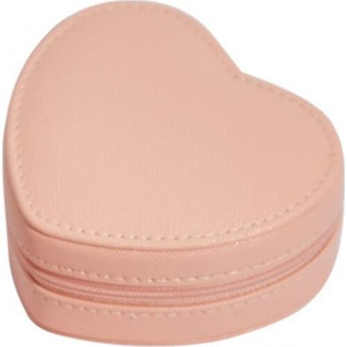 50%HOT Portable Heart Shape Design Faux Leather Jewelry Organizer Storage Display Case