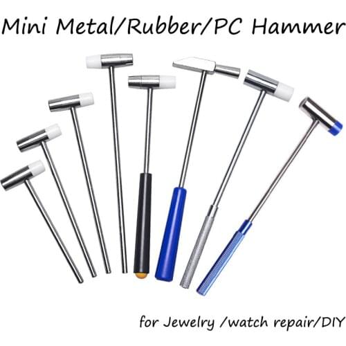 Mini Claw Hammer Watch Repair Metal PC Rubber Hammer Tool Double Faced Woodworking Puncher Iron Escape Jewelry Craft DIY Mallet