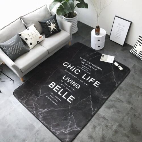 Fashion Personality Carpet Trend Big Edition Letter Contracted Nordic Wind Hot Style Short Plush Non-slip Floor Pad Mat Black