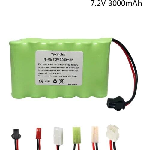 7.2V 3000mah NiMH Battery For Rc Toys Cars Tanks Trucks Robots Guns Boats AA 7.2V NI-MH Battery Pack SM/JST/TAMIYA/EL-2P PLUG