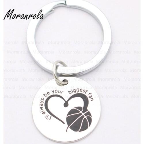 New arried "I'll always be your biggest fan"necklace Keychain,charm Hand stamped Jewelry Basketball Fan necklace Sports Cheer