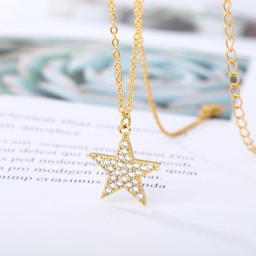 Star Necklace For Women Choker Zircon Pendant Metal Chain Star Short Necklaces Charming Necklace Jewelry Gift Bijoux Femme