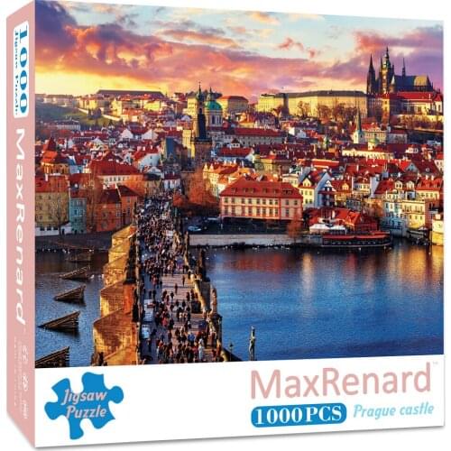 MaxRenard Puzzles 1000 Pieces for Adults 48*69cm Prague Castle Assembling Picture Landscape Jigsaw Puzzles Toys for Adults Games