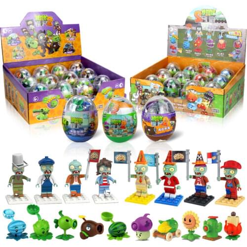 Plants Vs. Zombies Blind Box Toys Puzzle Building Block Peashooter Figure Assembly Gift for Boys Anime Children Dolls Random