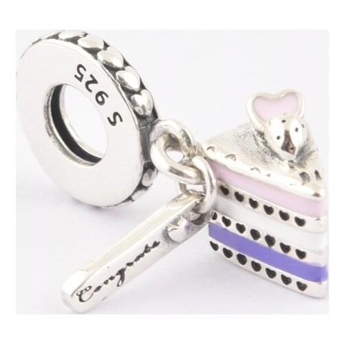 S925 Sterling Silver Birthday Cake Charm and Beads Suitable for 3mm to Make Jewelry Bracelets, Suitable for Women Gifts